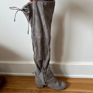 Circus by Sam Edelman Over-the-Knee Suede Boots in Light Gray